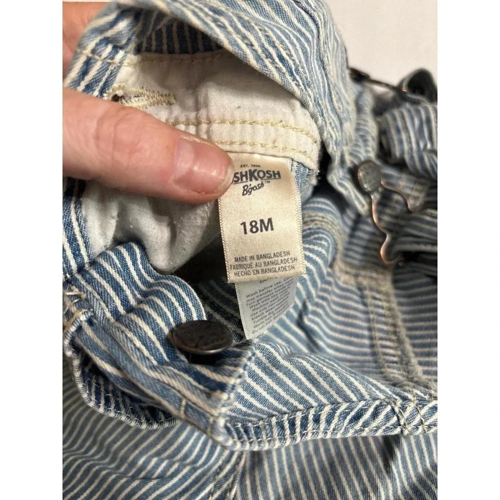 OshKosh B'gosh striped denim short overalls (18 min) Vintage Style Train overall